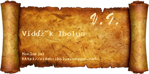 Vidák Ibolya névjegykártya